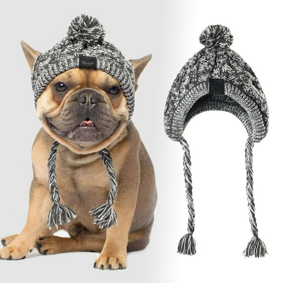 Riforla Bonnet Polaire Chaud pour Chien Bonnet Tricoté pour Chien Bonnet d'Hiver Tricoté pour Petit Chien Bonnet d'Hiver pour Chien avec Trous pour les Oreilles et Longues Franges Chapeaux pour Animaux C