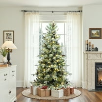 6.5Ft Pre-Lit Pine Branches with Frosted Tips Artificial Christmas Tree