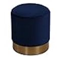 thumbnail image 3 of Cortesi Home Sheppe Cylindrical Ottoman, 18", Blue Velvet With Gold Base, 3 of 4