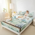 thumbnail image 4 of Castle Fairy Kids Boys Girls Cartoon Railway Train Twin Sheet Sets 3pcs,Steam Engine Twin Fitted Sheet Microfiber,Railroad Transportation Theme Breathable Flat Sheet,Luxury Bedroom Decor, 4 of 7