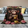 thumbnail image 2 of Nawypu Monkey Blanket - Soft, Fuzzy &amp; Warm -  Small Blanket for Crib, Sofa - Black Cute Throw Blanket Gifts for Girls, 2 of 6