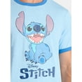 thumbnail image 4 of Disney Men's Stitch Blue Ringer Tee with Short Sleeves, Sizes S-2XL, 4 of 5