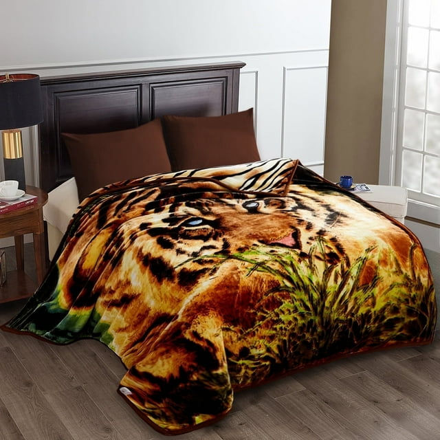 JML Couverture de Lit en Molleton Douce et Chaude Format Grand Réversible Épaisse en Peluche 77 x 87 Pouces,5 Lb