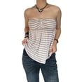 thumbnail image 1 of Argulvti Women Tube Top, Strapless Backless Solid/Stripes Vest Pleated Summer Tops, 1 of 8