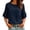 Dark Blue, variant on Women's 1/2 Sleeve Crewneck Blouse Casual Summer Work Top Flutter Sleeve Loose Fit Shirt