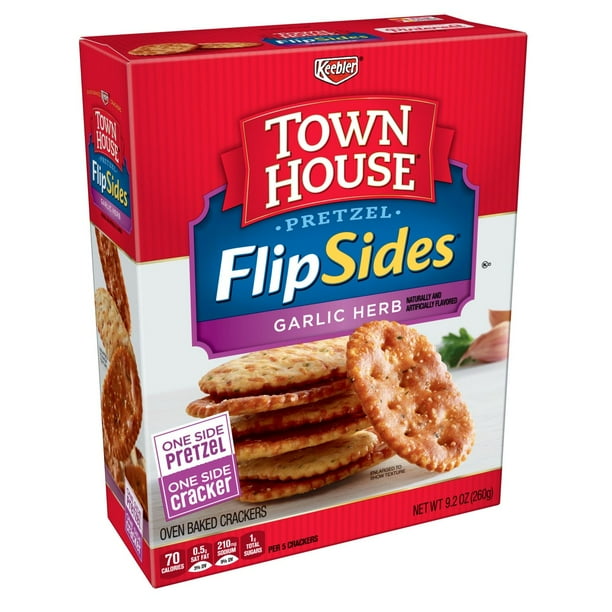 Town House FlipSides Pretzel Crackers, Garlic Herb, 9.2 Oz Walmart