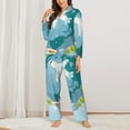 thumbnail image 2 of Daiia Dreaming Travel for Women's Long-Sleeved Pajama Set – Soft & Comfortable Sleepwear Button-Up Pajamas Cozy Lounge Wear-XX-Large, 2 of 7