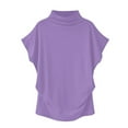 thumbnail image 1 of T-shirt à Col Roulé en Coton à Manches Courtes et à Col Rond pour Femmes T-shirt à Manches Longues pour Femmes, 1 of 2