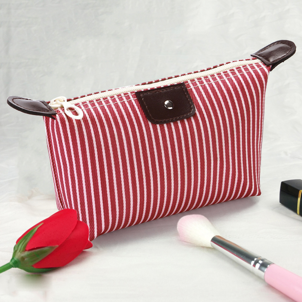 Bxingsftys Nylon Stripe Cosmetic Bags Large Capacity Dumplingshaped