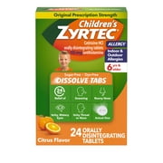 Children's Zyrtec 24 Hr Allergy Relief Dissolve Tablets, Citrus, 24 Count