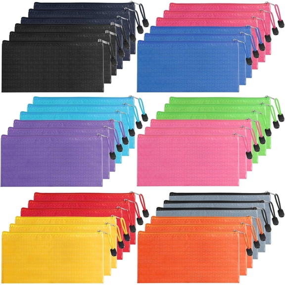 36 Pack Pencil Pouch Bulk,Waterproof Zipper Pencil Pouches,Small Zipper Pencil Bags,Pencil Case Bulk for Office Supplies Cosmetic Travel Storage,12 Colors,9.3'' x 4.5''