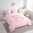 thumbnail image 3 of jejeloiu Letter S Monogrammed 7pcs Bedding Comforter Set,Cartoon Ribbon Bowtie Queen Bedding Sets,Pink Bow Tie Queen Sheet Sets For Girls,Microfiber Room Decorative Reversible, 3 of 8