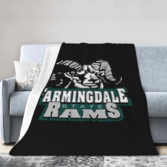 Farmingdale State College Logo Fleece Blanket, Very Soft Microfiber Flannel Blanket for Couch Warm and Cozy for All Seasons, Black