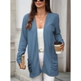 thumbnail image 5 of jinghuiyue Womens Lightweight Cardigans Casual Open Front Long Sleeve Knit Long Cardigan Sweaters with Pockets S, 5 of 7