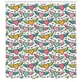 thumbnail image 2 of Ambesonne Cartoon Shower Curtain, Hearts with Wings and Dots, 69"Wx75"L, Multicolor, 2 of 2