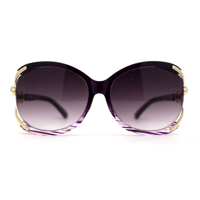 Womens Rhinestone Jewel Butterfly Exposed Lens Diva Sunglasses Purple Smoke