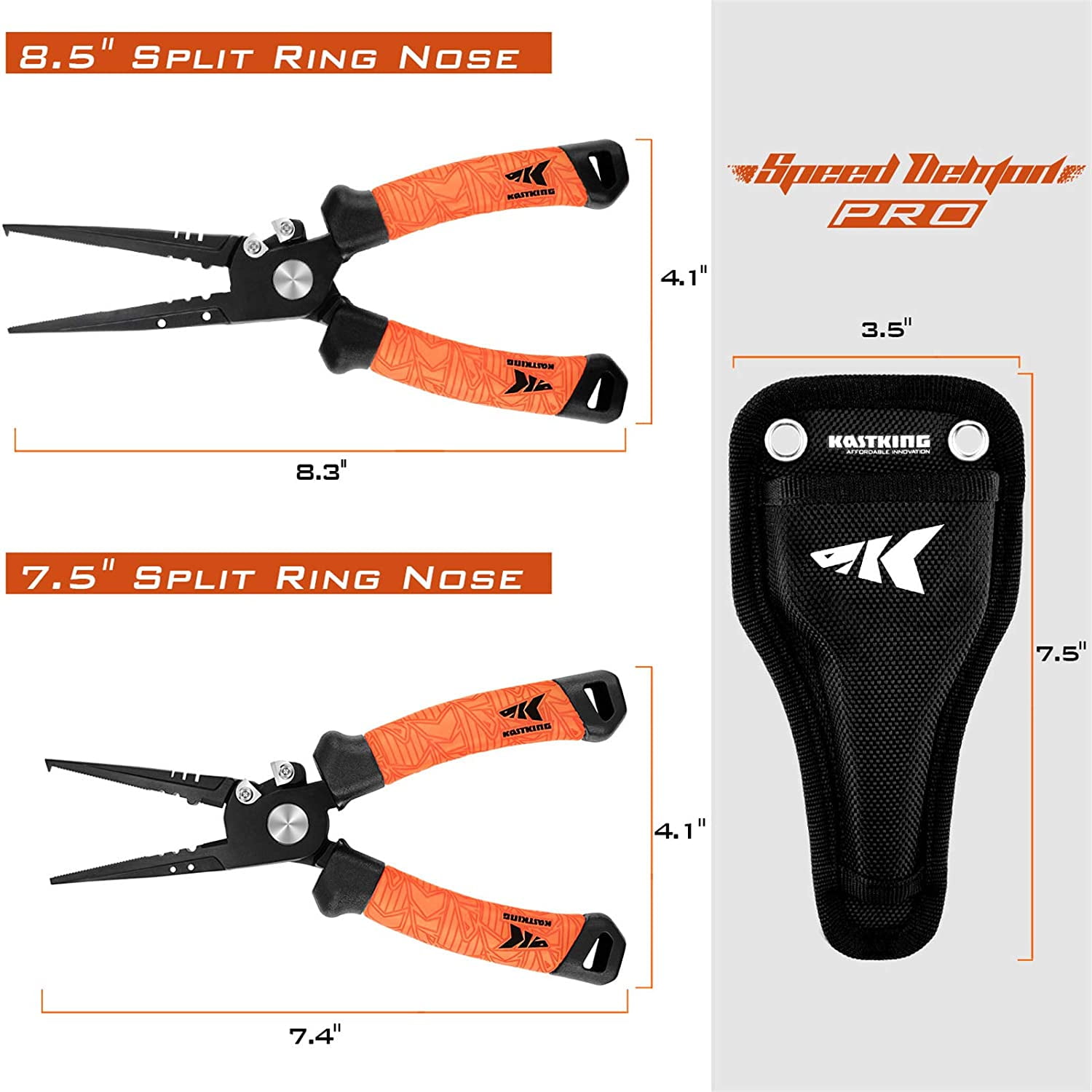 KastKing 7.5" Fishing Pliers, 420SS, Tungsten Cutters, Corrosion-Resistant