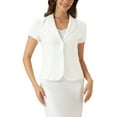 thumbnail image 1 of Conjunto de traje de negocios de 2 piezas para mujer INSPIRE CHIC, chaqueta de blazer de manga corta y falda lápiz L color crema blanco, 1 of 6
