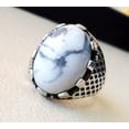 thumbnail image 4 of Howlite Mans Ring, Natural White Howlite Ring, Birthstone, Silver Jewelry, 925 Silver Ring, Birthday Gift, Heavy Mens Ring, Arabic Design, Ottoman Style Ring, Christmas, Turkey Mens Signet Ring, 4 of 6