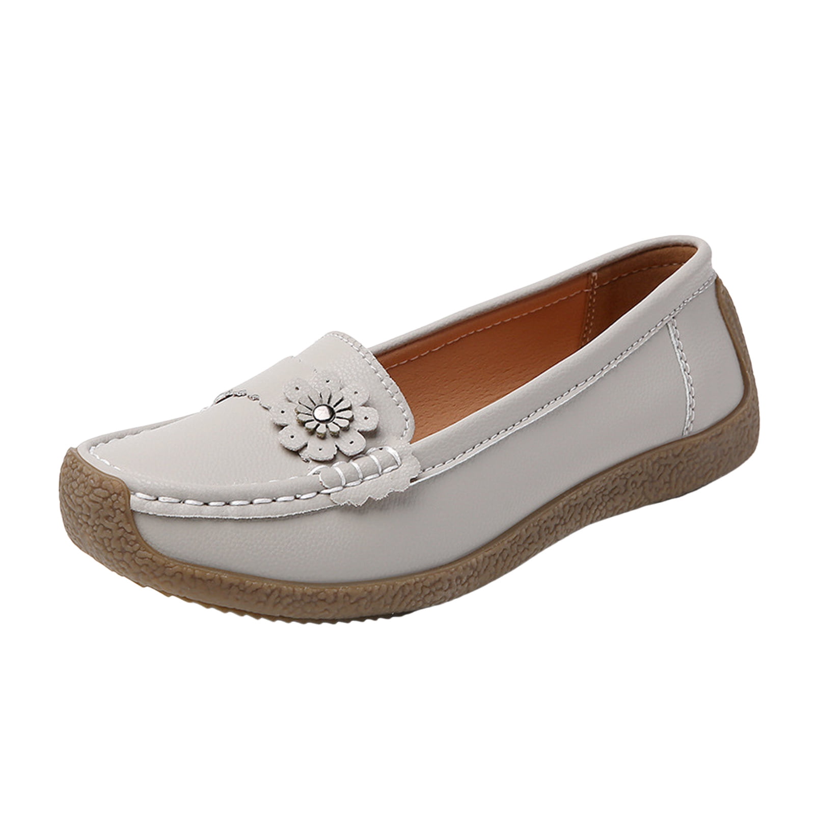 Women's Leather Penny Loafers Driving Moccasins Casual Slip on Flats Shoes Nurse Work Walking Loafer Shoes