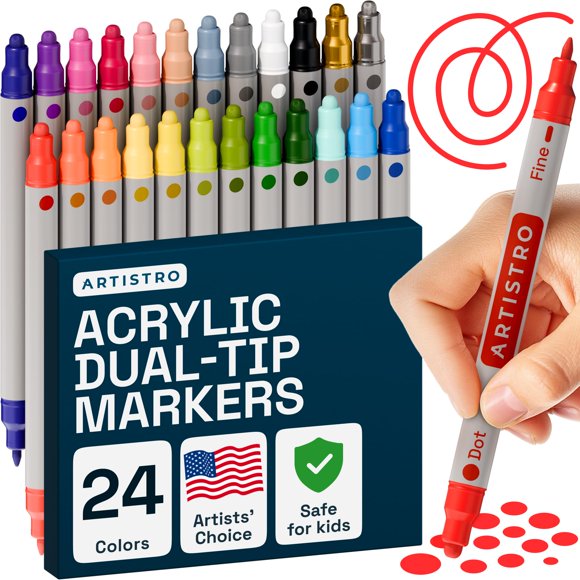 Marcadores de pintura acrílica ARTISTRO 24 de doble punta para niños y adultos
