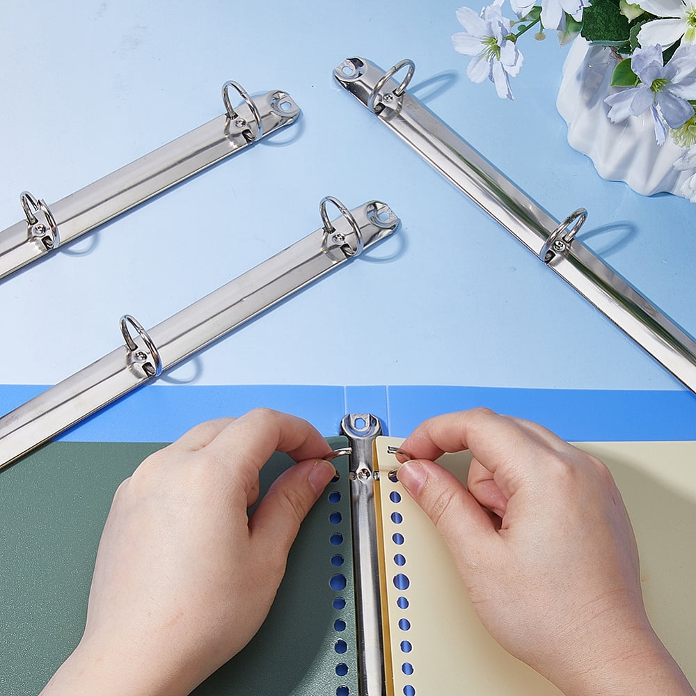 10 pc A4 Iron Binding Combs 3-Ring Loose Leaf Book Binder Hinged Clamp Comb Binding Spines Platinum 280x30.5x30mm Hole: 4mm