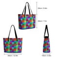 thumbnail image 3 of Colorful Puzzle Piece Woman Leather Handbags Large Tote Bag Fashion Portable Handbags With Zipper, 3 of 7
