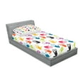 thumbnail image 2 of Ambesonne Cartoon Fitted Sheet & Pillow Sham Set, Colorful, Twin, Yellow Teal and Red, 2 of 2