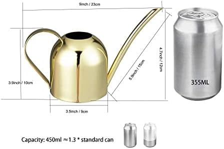 Gold Watering Can for Indoor Plants, Orchid, Bonsai - Stainless Steel With Long Spout for House, Desk, Office - 15oz/450ml