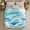 thumbnail image 5 of Dynamic Ocean Wave Japanese Art, Cozy Artistic Scene, Warm Flannel Blanket for Beach House and Reading Nook, Beach Lovers Valentine's Day Gift, Artistic Home Decor, 5 of 9