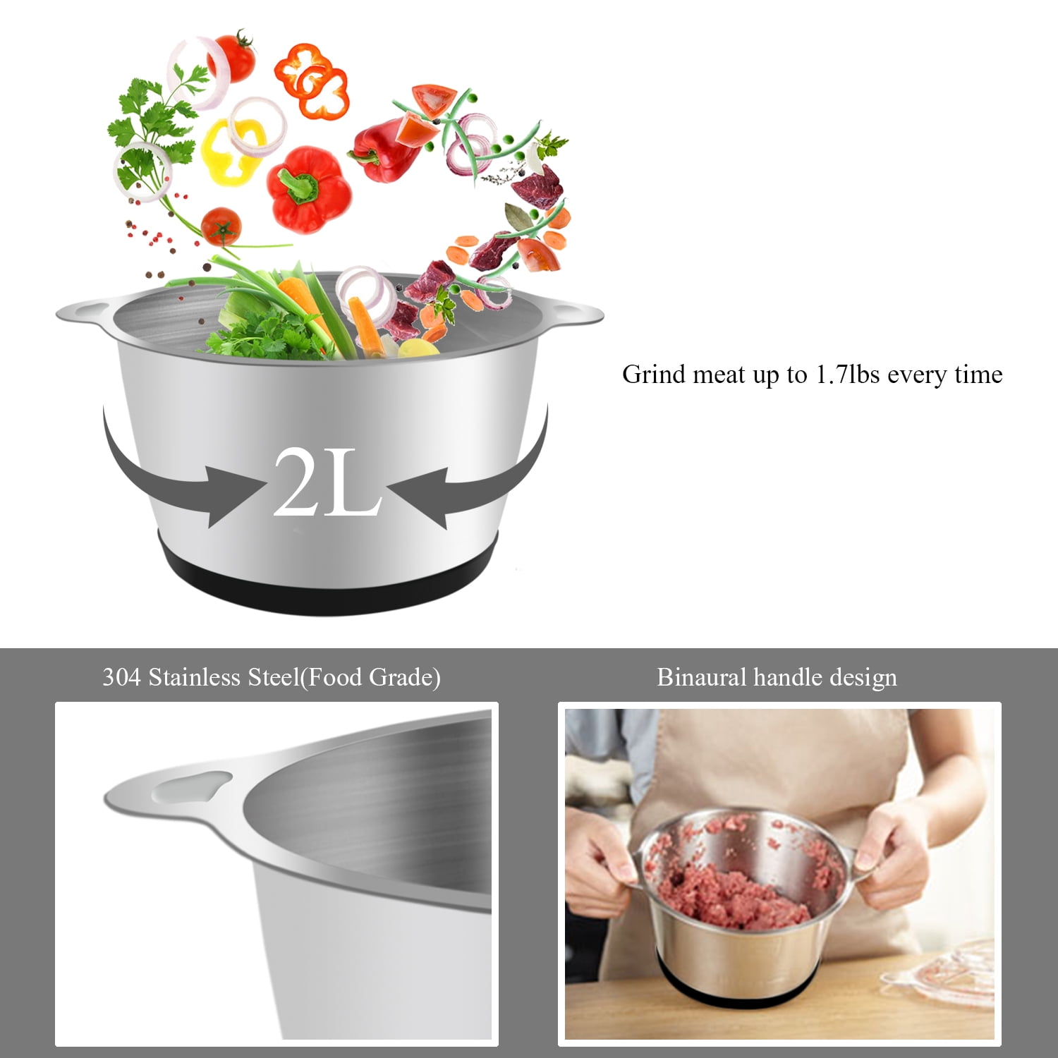 Kepooman Meat Grinders, Meat Grinder for Kitchen, Sausage Maker Stainless Steel Kepooman Meat Grinders, Meat Grinder for Kitchen, Sausage Maker Stainless Steel