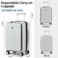 thumbnail image 3 of Hanke Expandable Carry On Luggage Travel Suitcase, Smoke White, 3 of 9