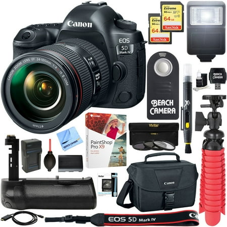 - Canon EOS 5D Mark IV 30.4 MP Full Frame CMOS DSLR Camera + EF 24-105mm f/4L IS II USM Lens + Accessory Bundle