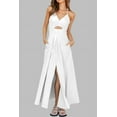 thumbnail image 6 of FreshPretty Women Summer Spaghetti Strap Dress Sleeveless V Neck Cutout Slit Casual Beach Party Maxi Dresses with Pockets, 6 of 6