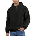 thumbnail image 2 of Resicozy Men Quarter Zip Hoodie Lightweight Mens Solid Color Pullover Long Sleeve Drop Shoulder Hooded Sweatshirt Black XL, 2 of 7