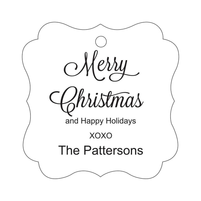 Darling Souvenir Merry Christmas & Happy Holidays Gift Tags Personalized Family Hang Tags-White-100 Tags
