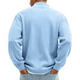thumbnail image 5 of Domuza Pullover for Men Quarter Zip Corduroy Lightweight Long Sleeve Sweater Fashion Mock Neck Polo Sweatshirt Fall Clothing Sky Blue S, 5 of 6