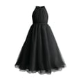 thumbnail image 4 of Bmisegm Girls Dresses Halter Neck Sleeveless Ruched Bodice Wide Waist Long Tiered Tutu Skirt Formal Occasion Girls' Dresses 4-5 Years, 4 of 5