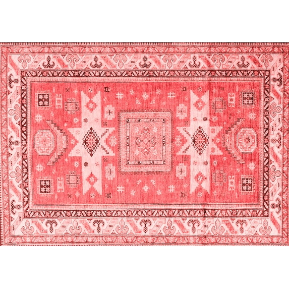 Ahgly Company Indoor Rectangle Geometric Red Traditional Area Rugs, 3' x 5'