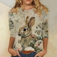 thumbnail image 2 of YanHoo Easter 3/4 Sleeve Shirts for Women Plus Size Funny Graphic Christian Tops Casual Round Neck T-shirts, 2 of 5