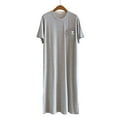 thumbnail image 3 of THDHVS Mens Robe,Pajamas for Men,Summer Men's Short Sleeve Nightgown Loose Straight Tube Mid Length Home Wear Breathable Men's Nightgown Gray M, 3 of 6