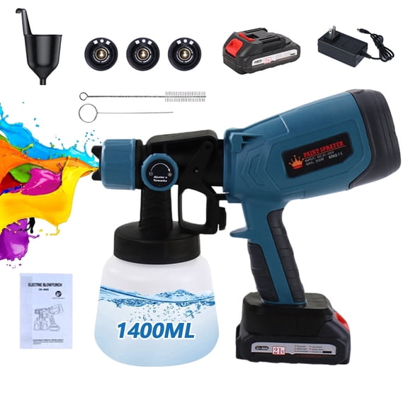 JDNRXO 4000mAh Cordless Electric Paint Sprayer, 1400ml Detachable Cup, 3 Copper Nozzles, Adjustable Pattern for Indoor/Outdoor Furniture, Fence, Cabinet