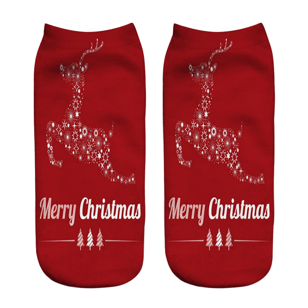 Merry Christmas Santa Claus 3D Print Socks Men Women Low Cut Short Ankle Socks 