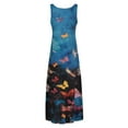 thumbnail image 3 of Daeful Maxi Robe Sans Manches Swing Gilet Col Carré Femmes Décontracté en Vrac Floral Robe de Soleil 16 Bleu 3XL, 3 of 8