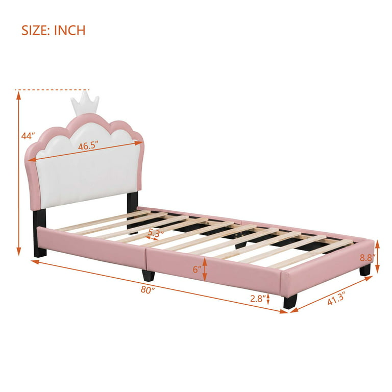 Shop Aukfa Upholstered Platform Bed with Crown Headboard, PU Twin 