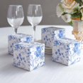 thumbnail image 4 of Efavormart 25 Pack White Blue Chinoiserie Floral Print Paper Gift Boxes, Cardstock Party Shower Candy Favor Boxes - 3"x3"x3", 4 of 11