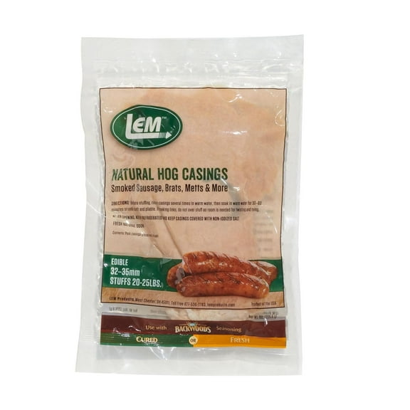 LEM Natural Hog Sausage Casings - Edible, 32-35mm - 6.1 oz Package