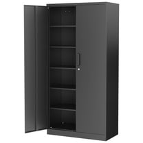 AUHUP 72" Metal Cabinet with Locking Doors and 5 Adjustable Shelves, Black Garage Storage Cabinet for Warehouse, Basement, Home Office, Tool File Storage Utility Cabinets