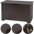 thumbnail image 3 of 30'' Storage Chest, Large Wooden Storage Box Shoe Storage Bench, Chests Organizers w/2 Safety Hinges, Blanket Storage Trunk for Living Room, Bedroom, Entryway,Espresso, 3 of 14