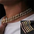 thumbnail image 7 of New Diamond Fashion Necklace Women Men Hip Hop Link Chain Necklace Inlaid Rhinestone GOLD-60CM, 7 of 7